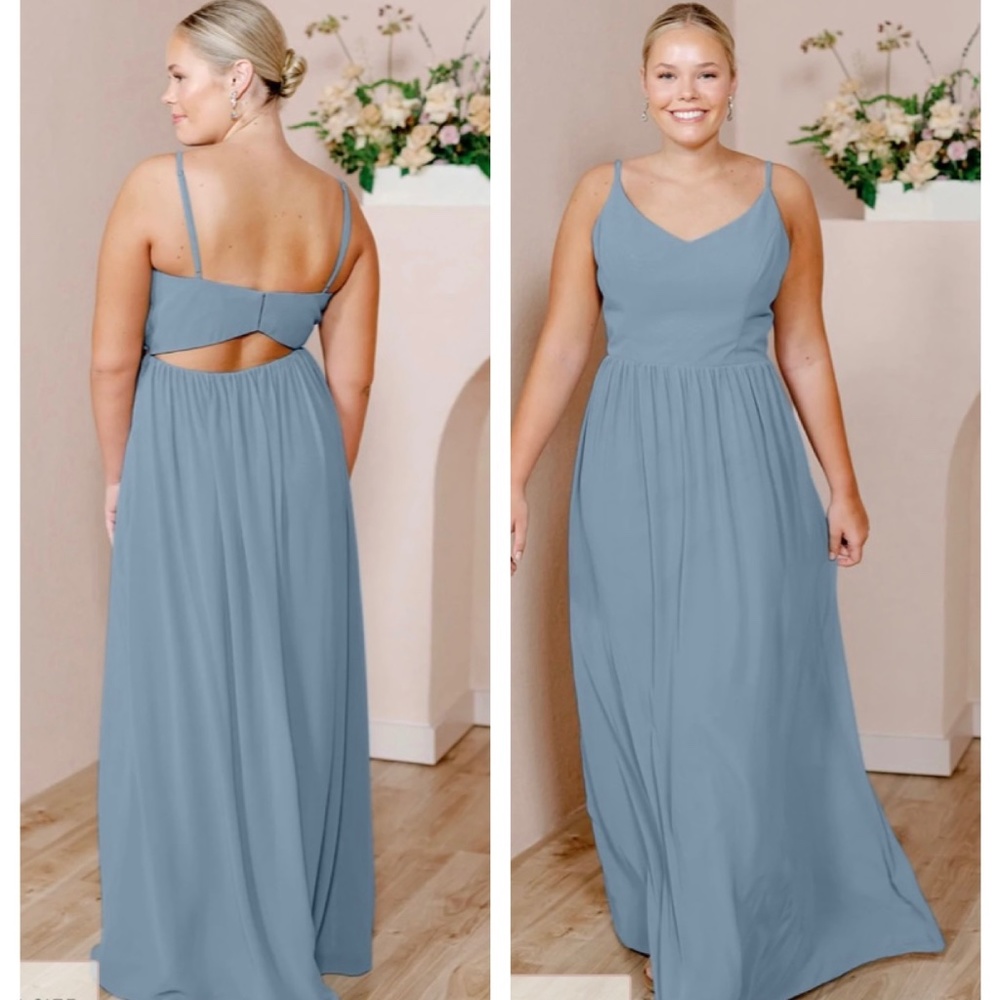 French Blue Revelry Never Worn Hemmed Bridesmaid Dress